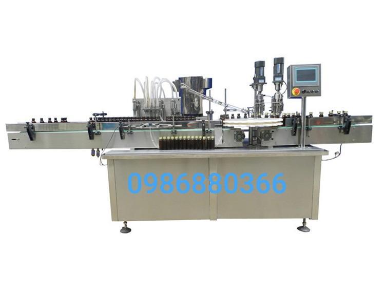 MÁY CHIẾT ĐÓNG NẮP CHAI DỊCH THỂ SIRÔ DẠNG THẲNG TỰ ĐỘNG 